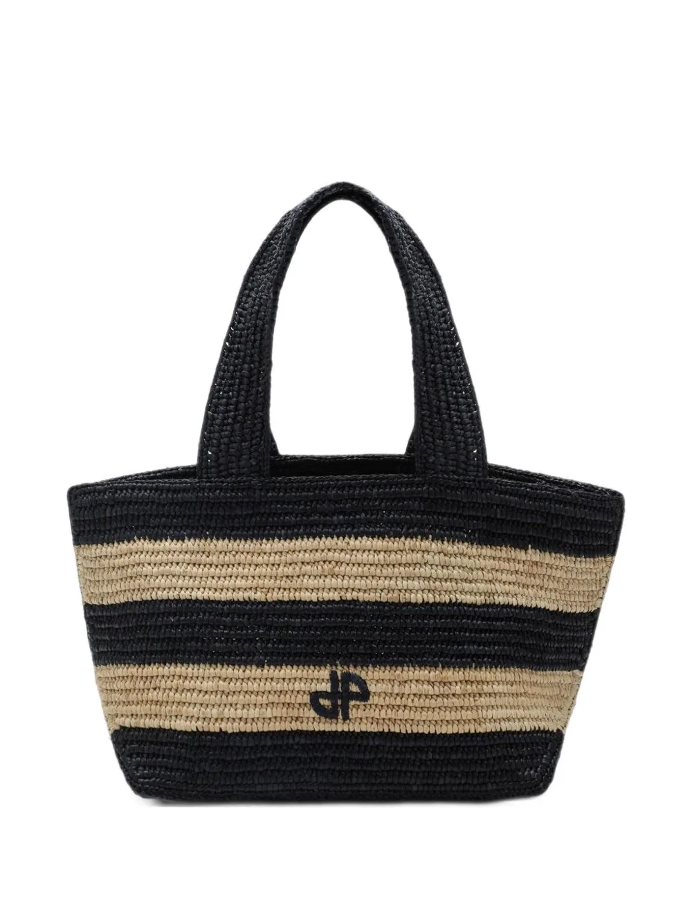 Small Trapeze PM Striped Raffia Tote Bag by Patou