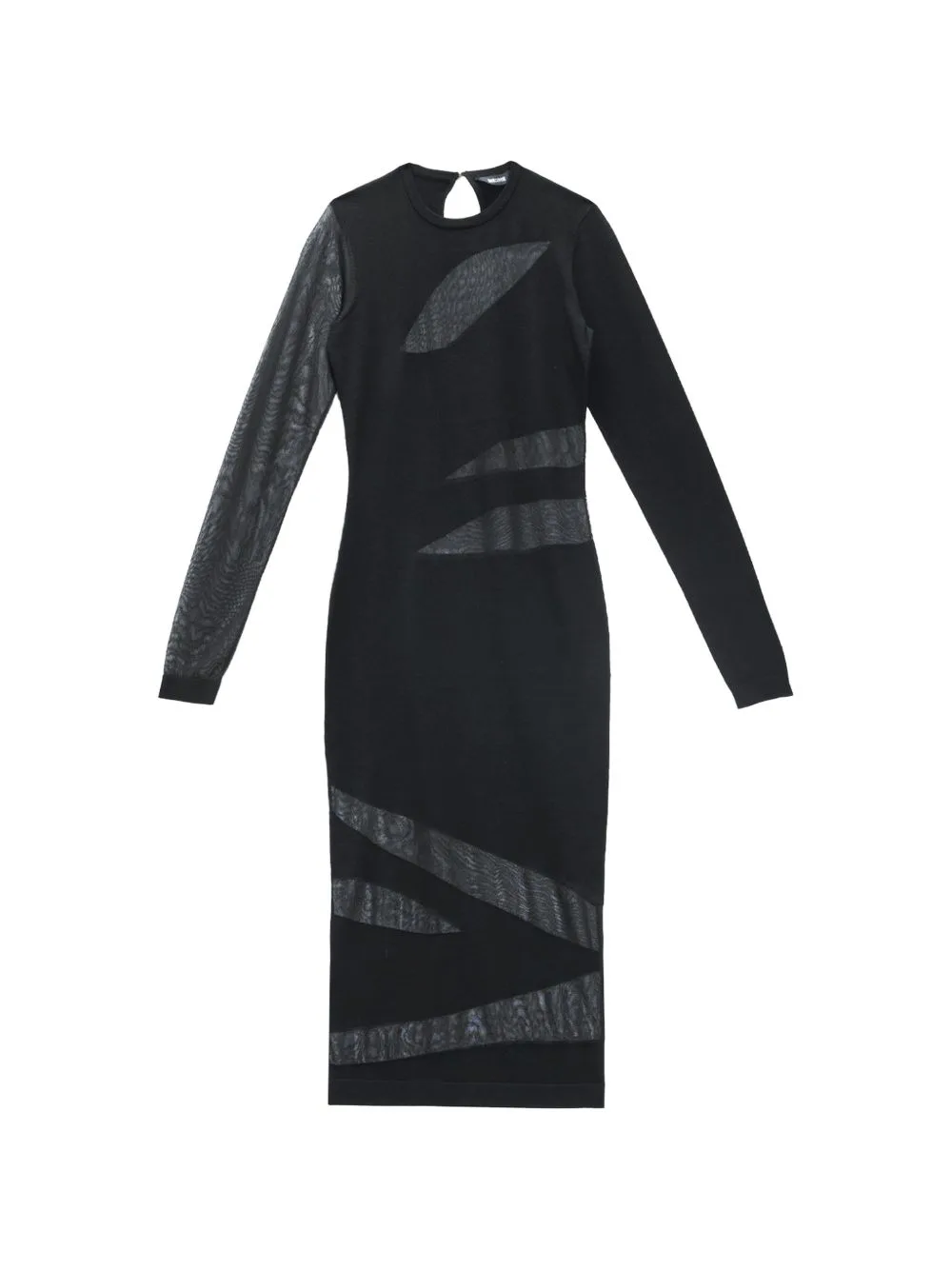Mesh-Insert Long-Sleeve Midi Dress by Just Cavalli