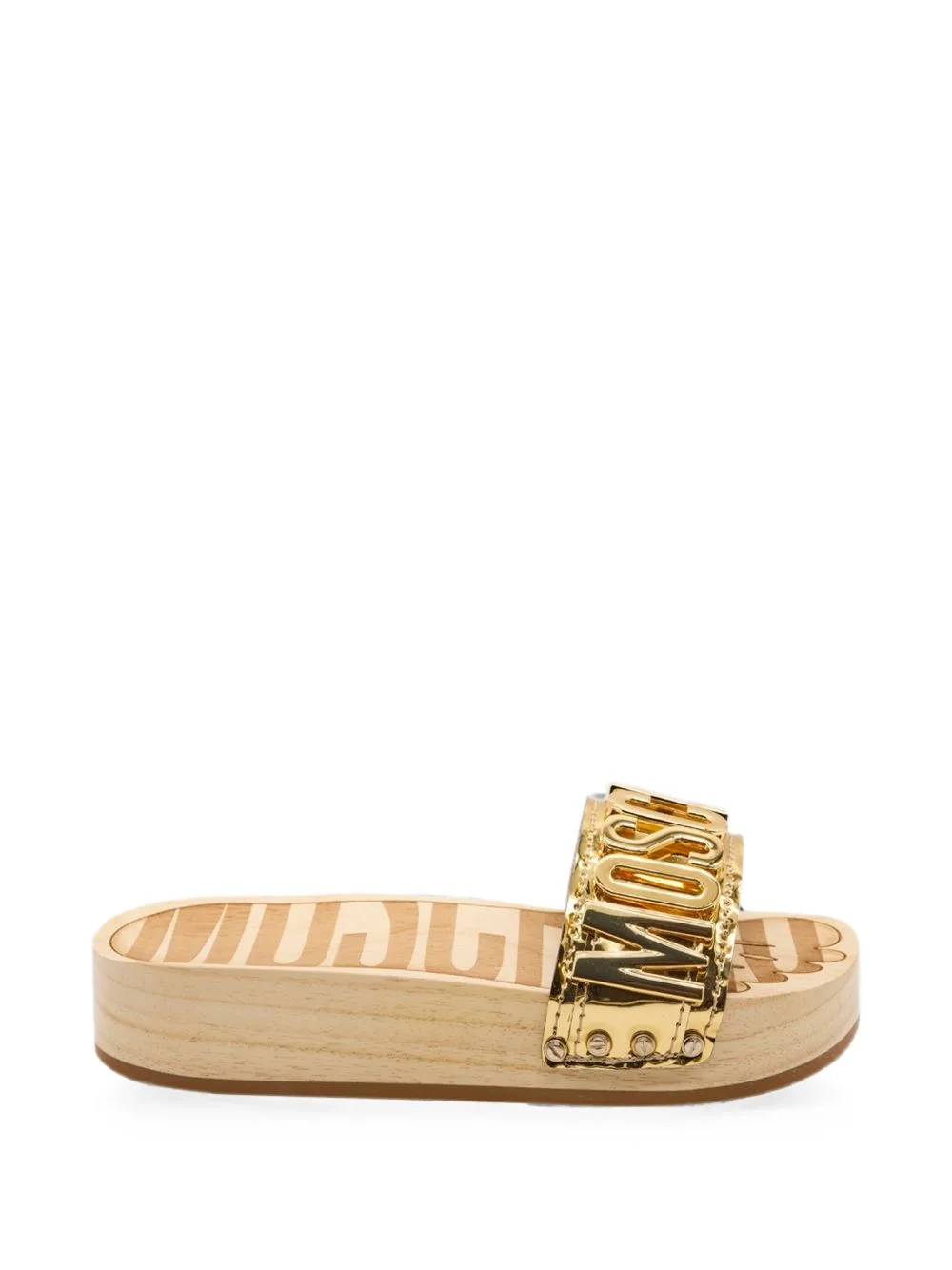 Logo-Plaque Buckle-Detail Flat Sandals by Moschino