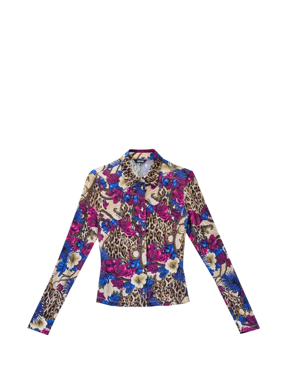 Floral-Print Leopard-Pattern Shirt by Just Cavalli