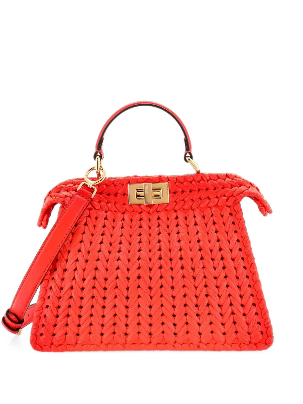 Peekaboo ISeeU Bag Raffia Small Satchel by Fendi Pre-Owned