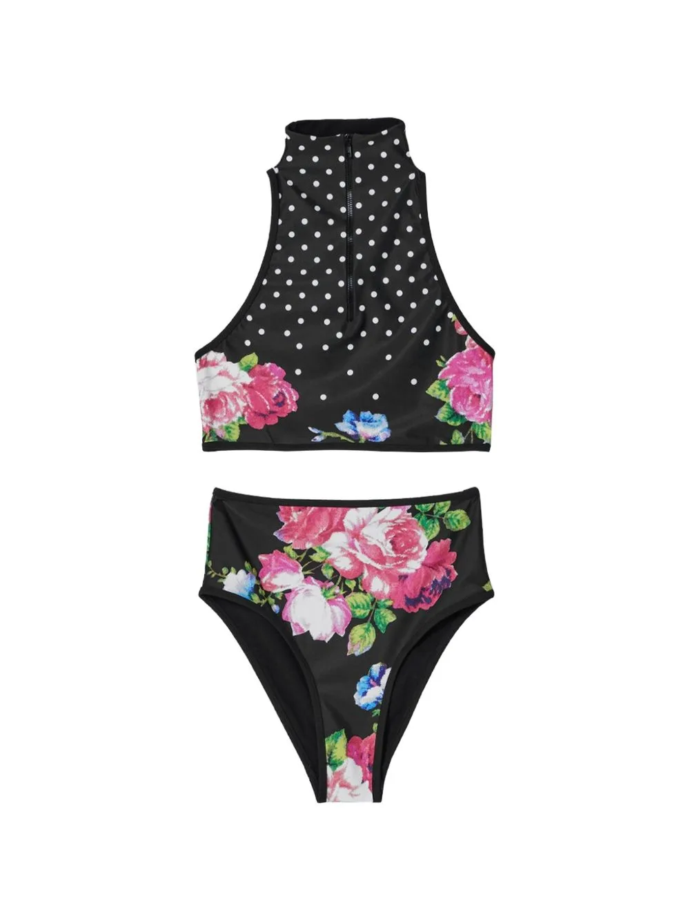 Floral Polka-Dot Bikini by Moschino