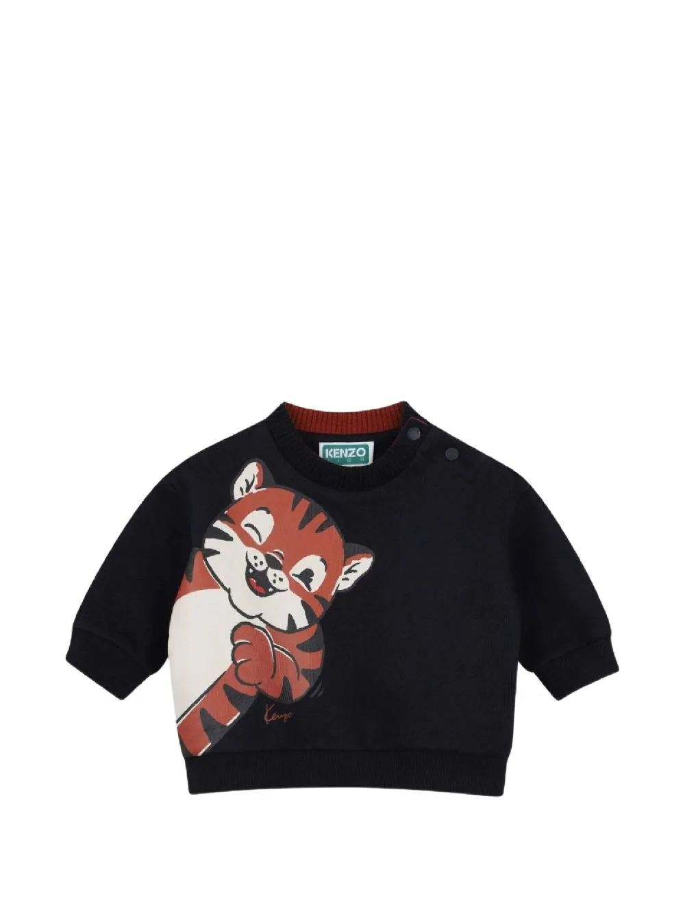 Tiger-Print Shoulder-Button Sweater by Kenzo Kids