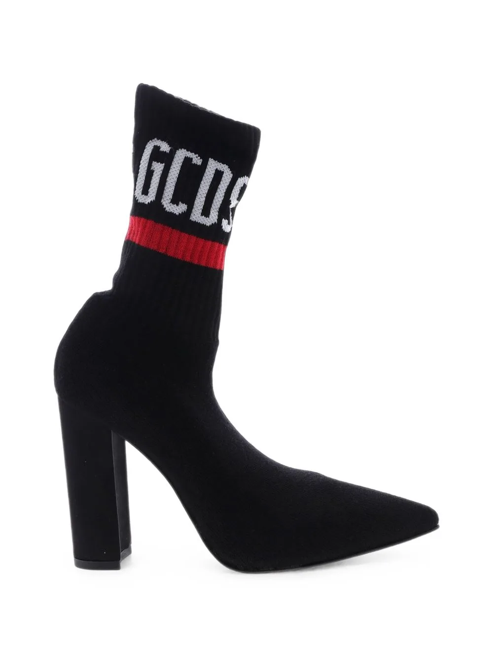 Pointed-Toe Intarsia-Logo Ankle Boots