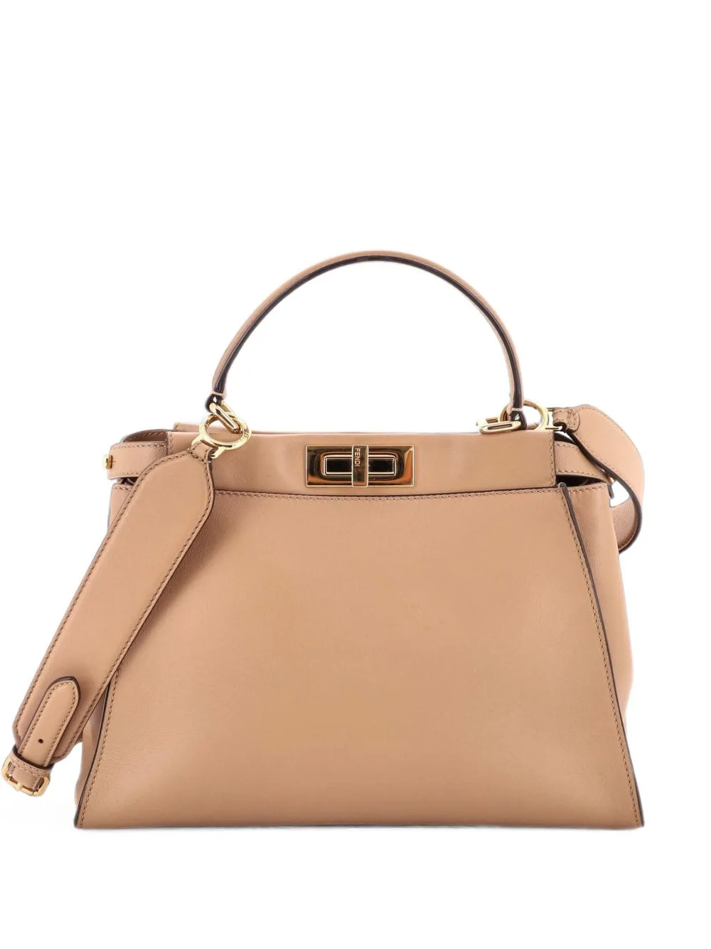 Peekaboo Iconic Bag Leather with Pequin Canvas Interior Regular Tote Bag by Fendi Pre-Owned