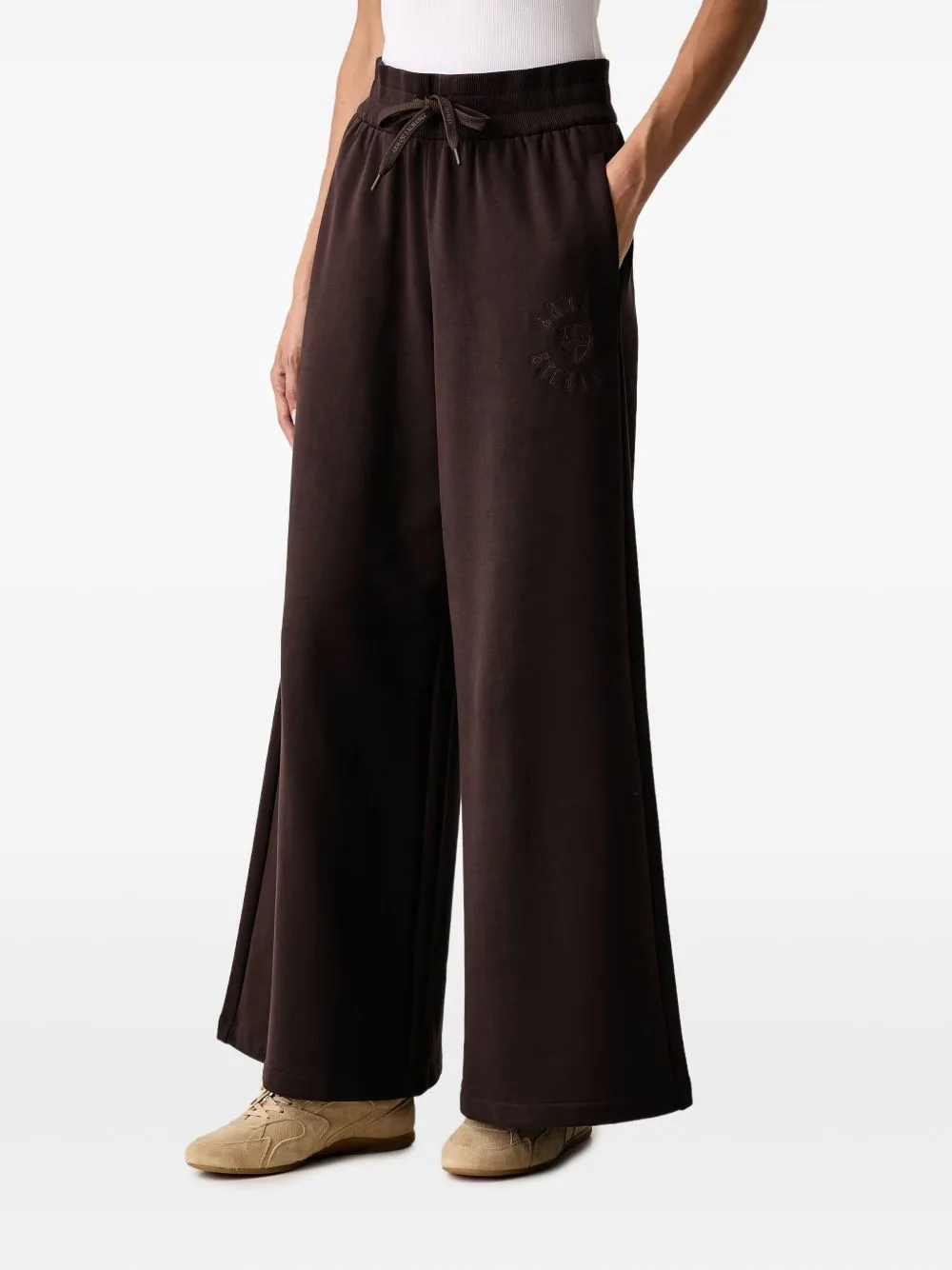 Logo-Embroidered Wide-Leg Track Pants by Armani Exchange