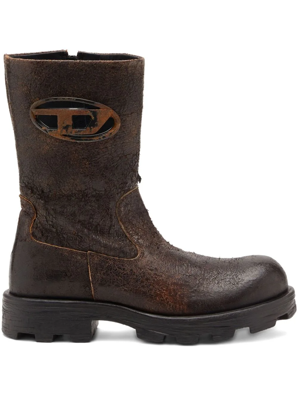 D-Hammer Distressed Crackled Suede Biker Boots by Diesel