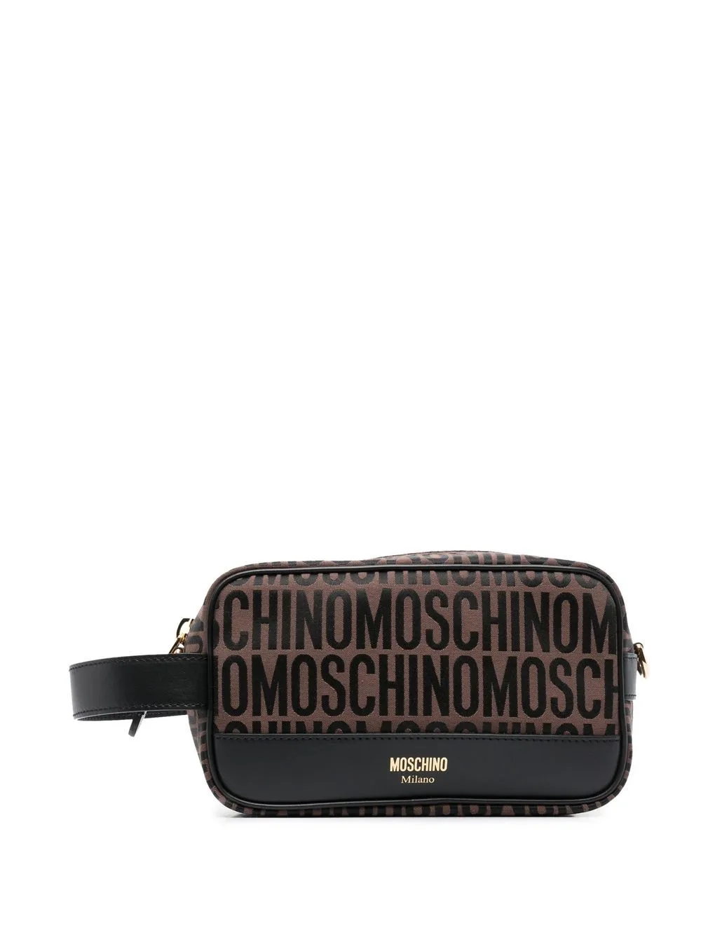 Logo-Jacquard Motif Makeup Bag by Moschino
