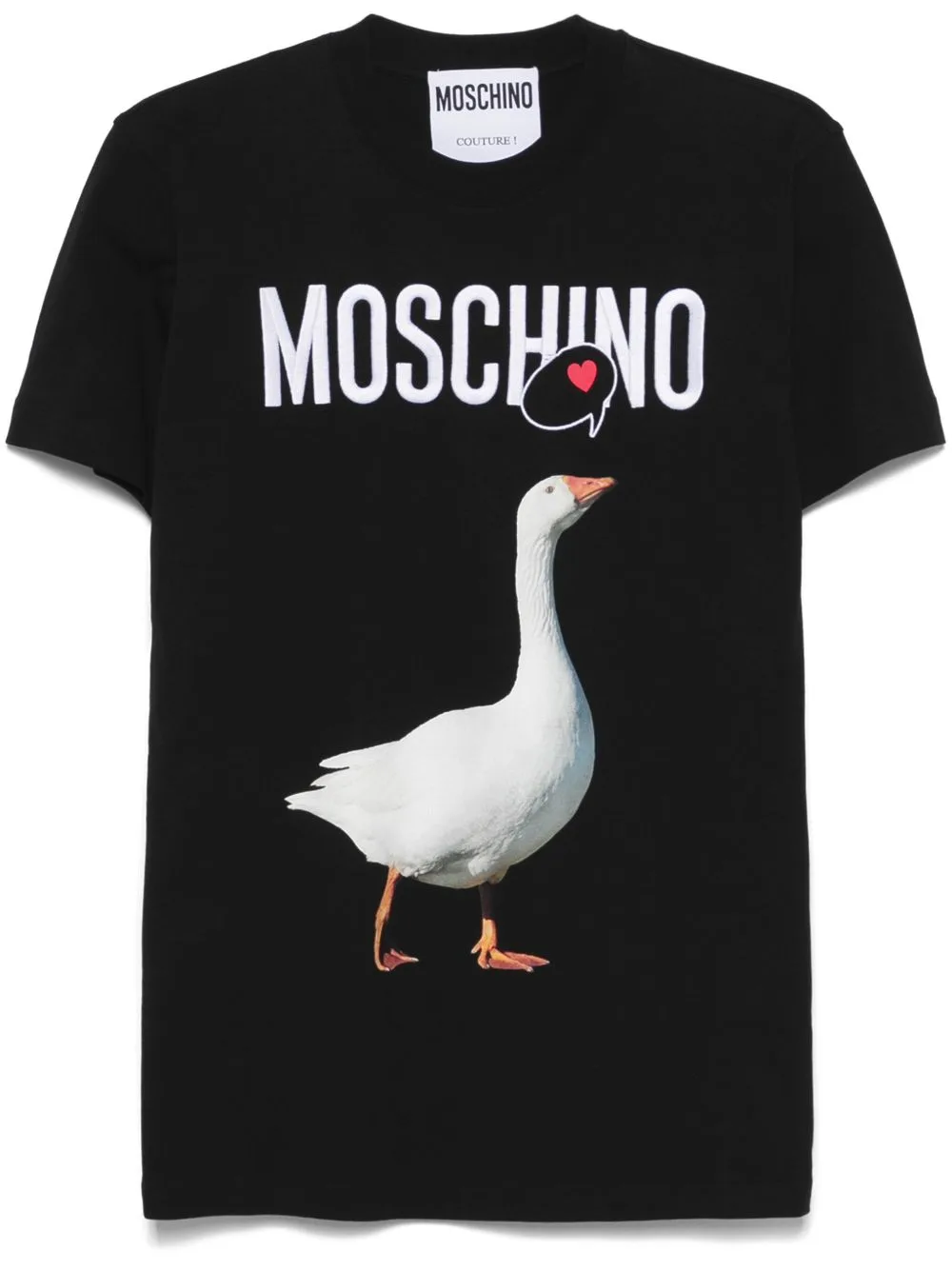 Goose-Print Logo-Embroidered T-Shirt by Moschino