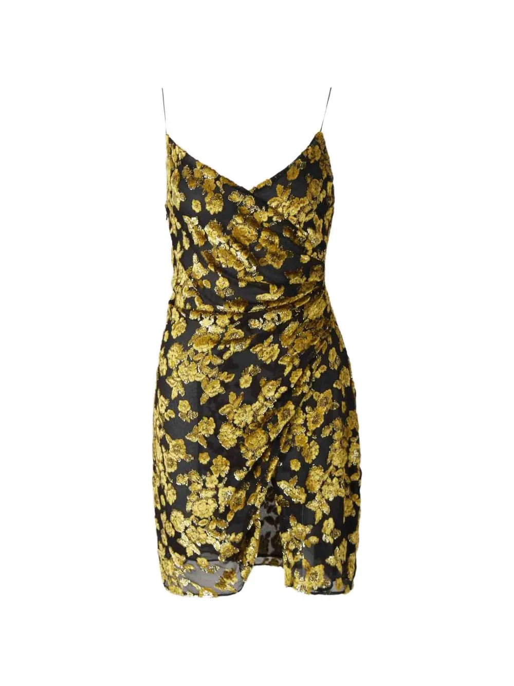 Floral-Pattern Draped Mini Dress by Balmain
