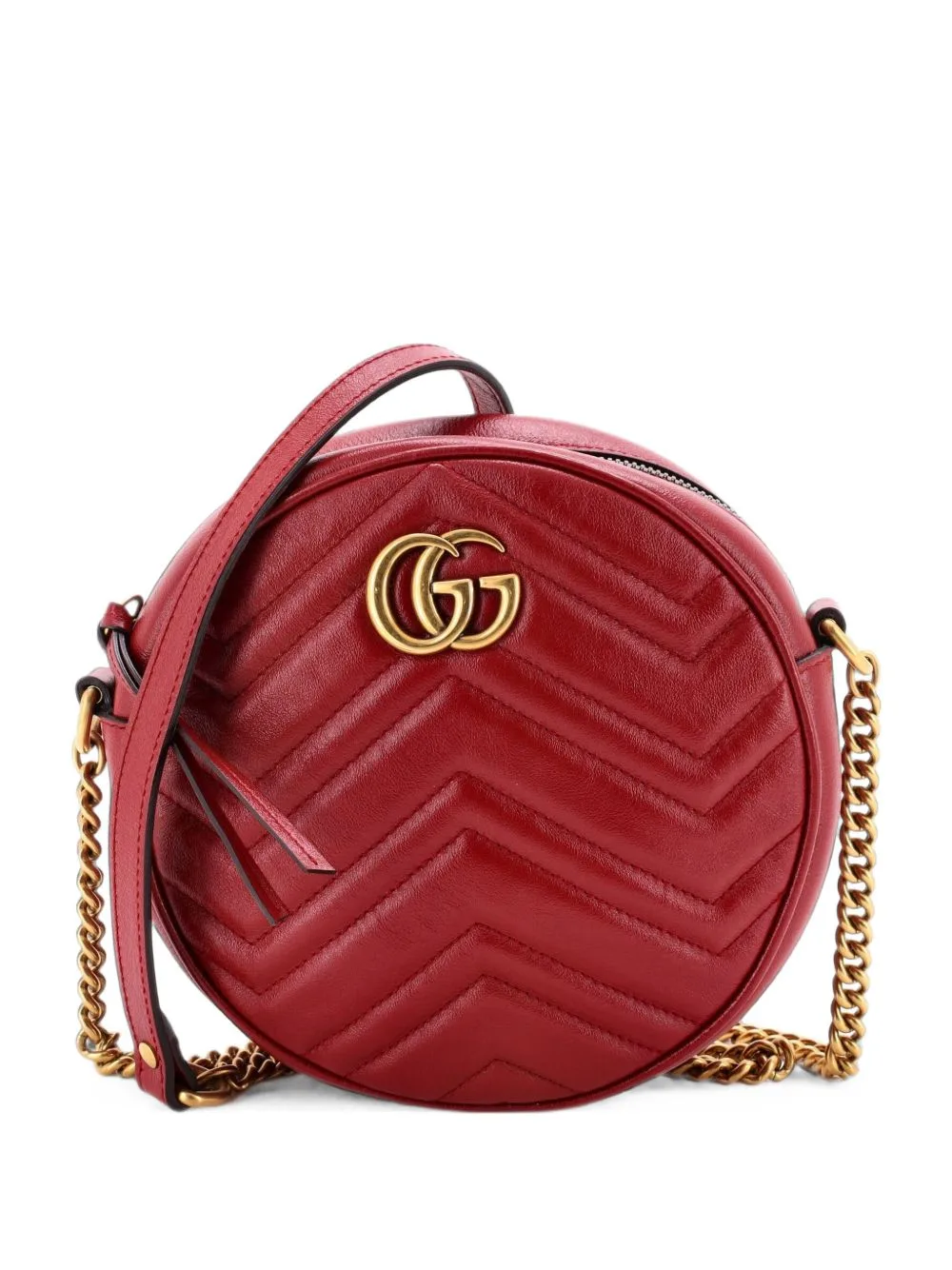 GG Marmont Round Shoulder Bag Matelasse Leather Mini Crossbody Bag by Gucci Pre-Owned
