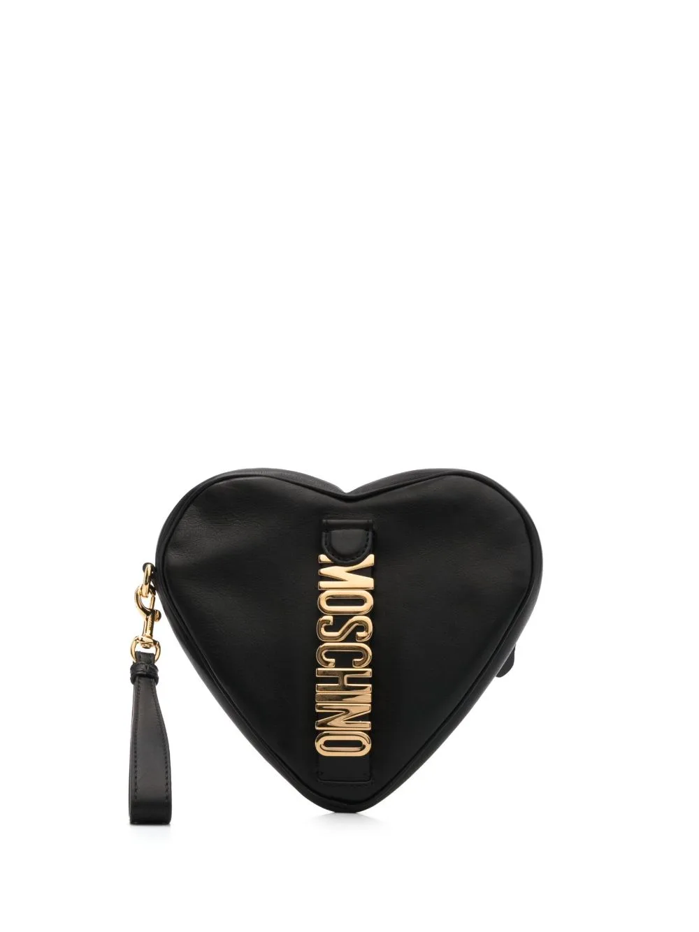 Logo-Lettering Heart-Shaped Clutch Bag by Moschino