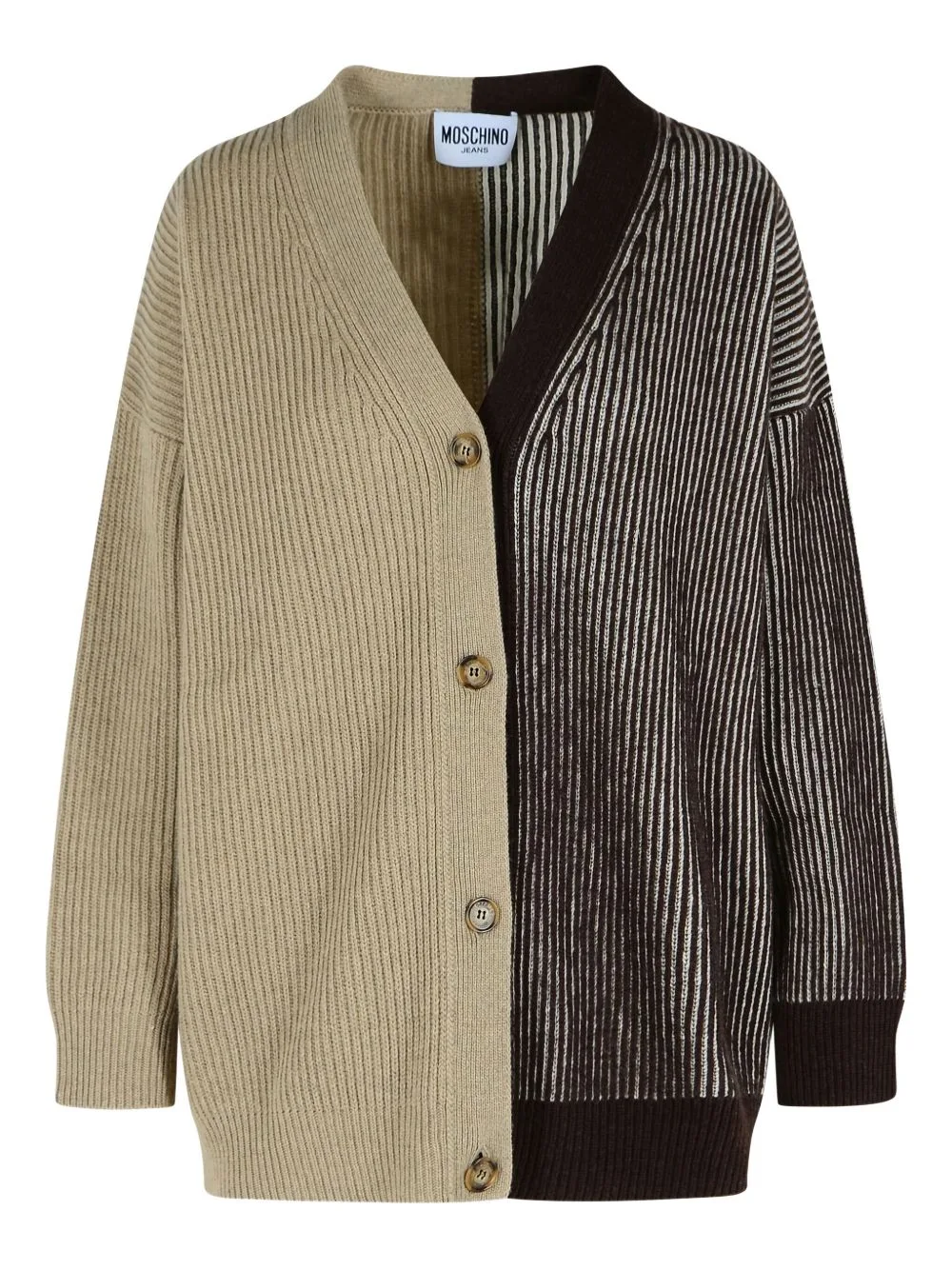 Two-Tone Ribbed Cardigan by MOSCHINO JEANS