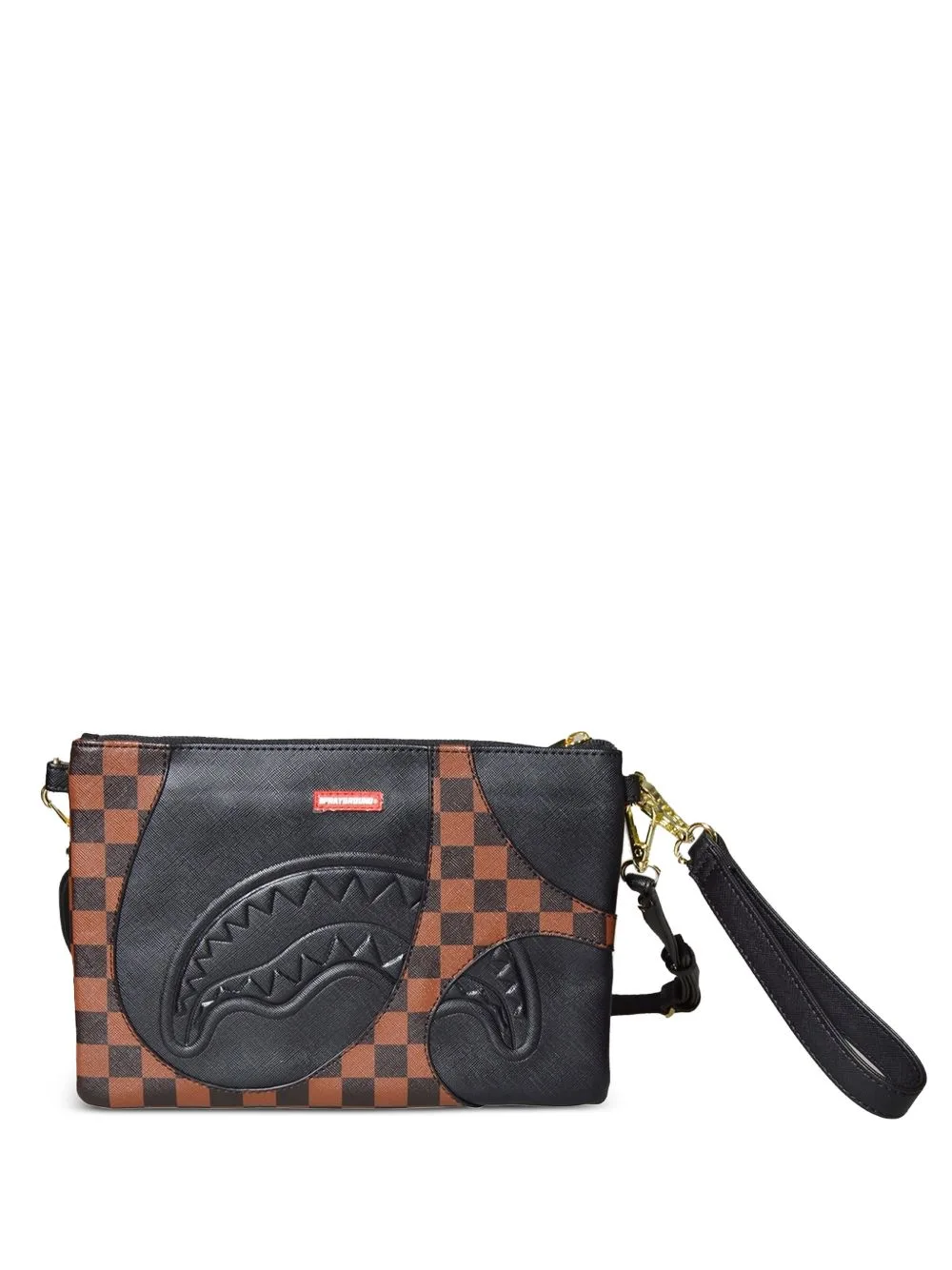 Checkered Shark-Mouth Clutch Bag