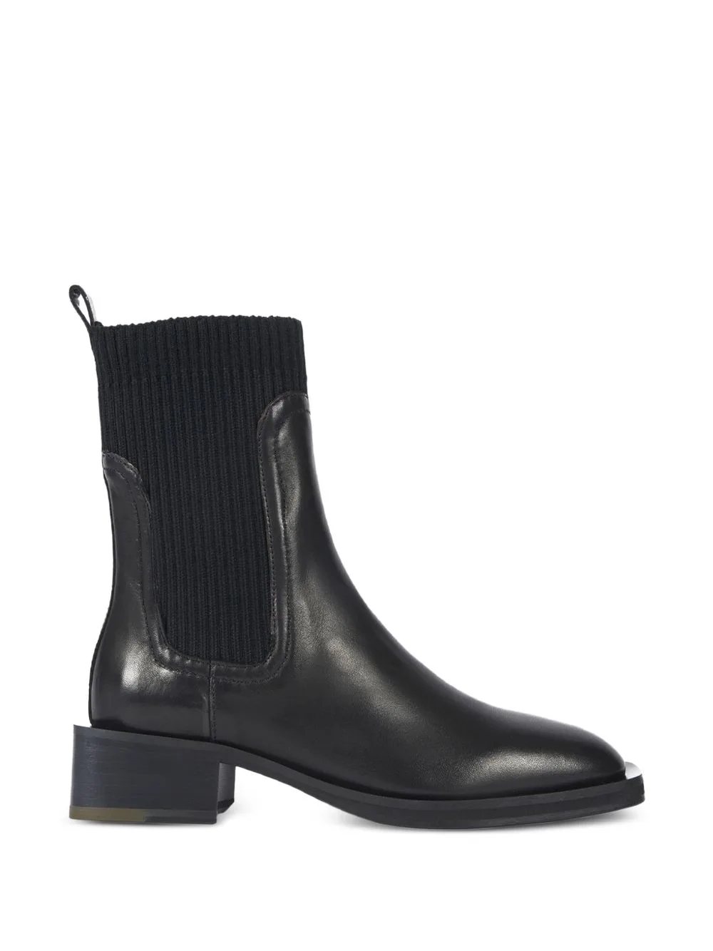 Matola Ribbed-Knit Leather Chelsea Boots