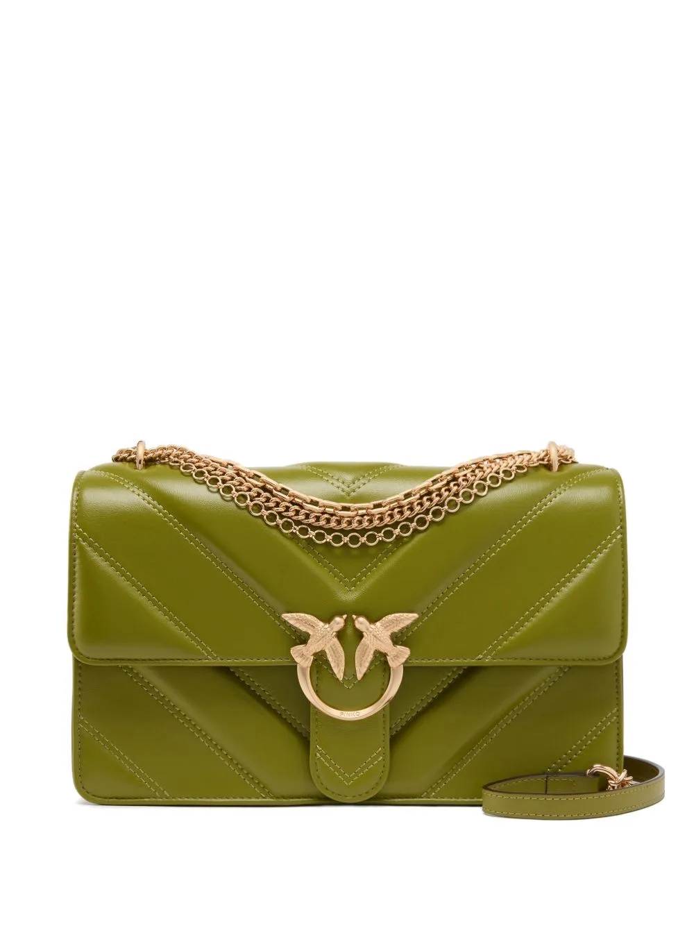 Love Bag One Medium Shoulder Bag in Chevron Leather and Nappa with Triple Chain by PINKO