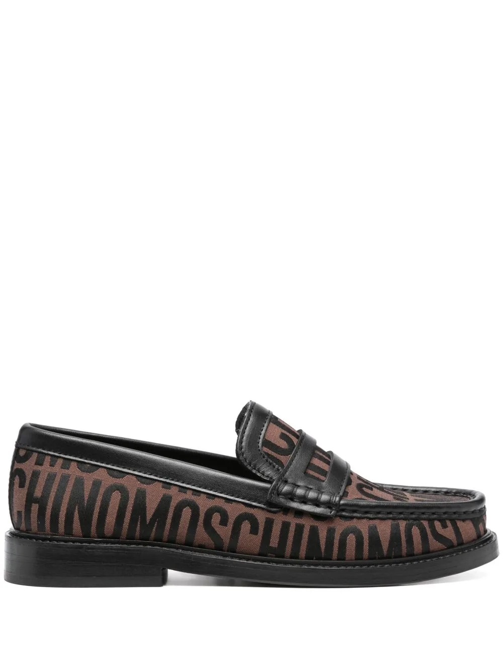 Logo-Jacquard Two-Tone Loafers by Moschino