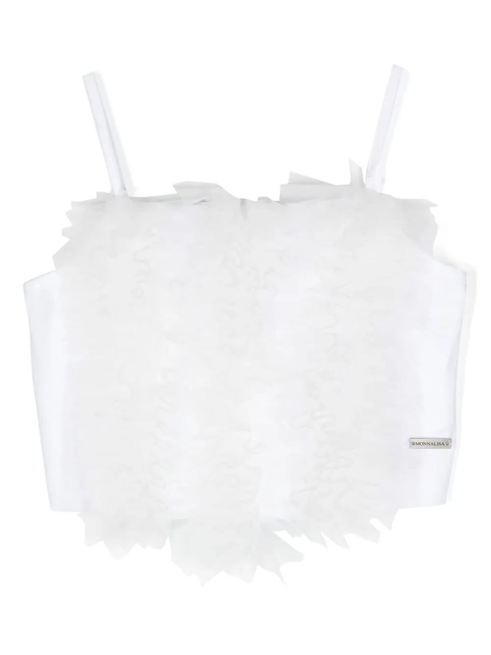 Tulle-Trim Cotton Tank Top by Monnalisa