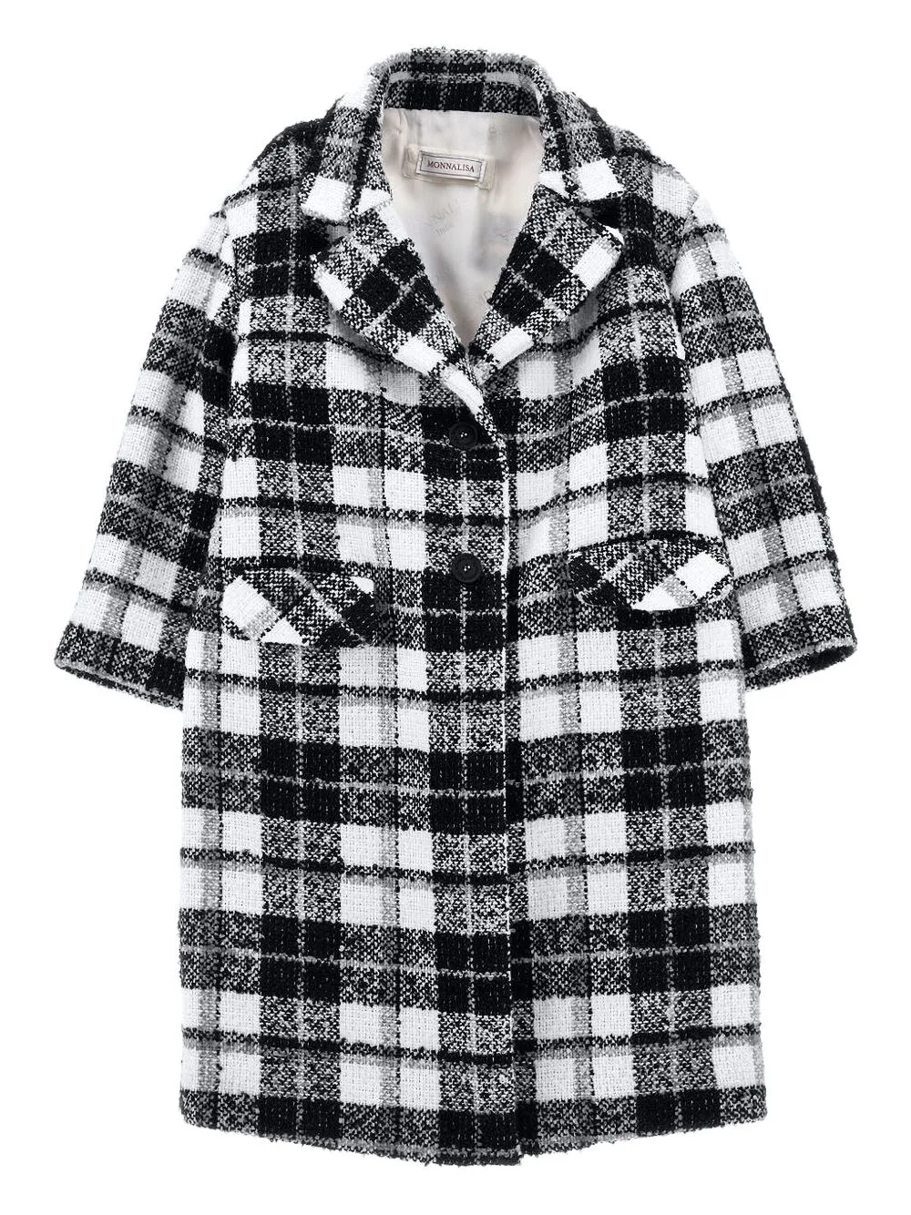 Checked Tweed Coat by Monnalisa