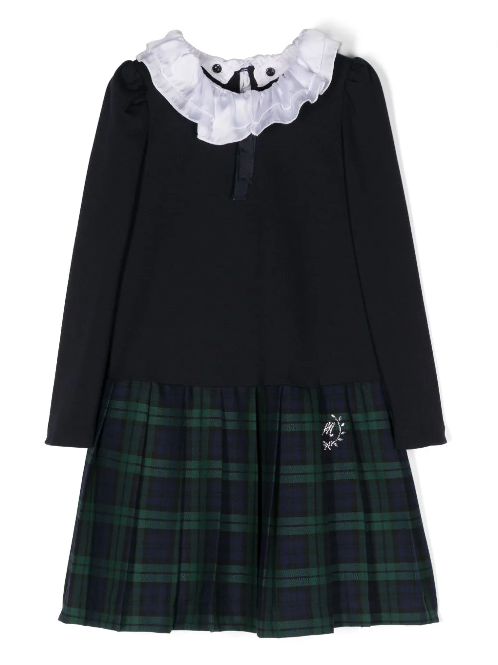 Ruffled-Collar Panelled Dress by Monnalisa