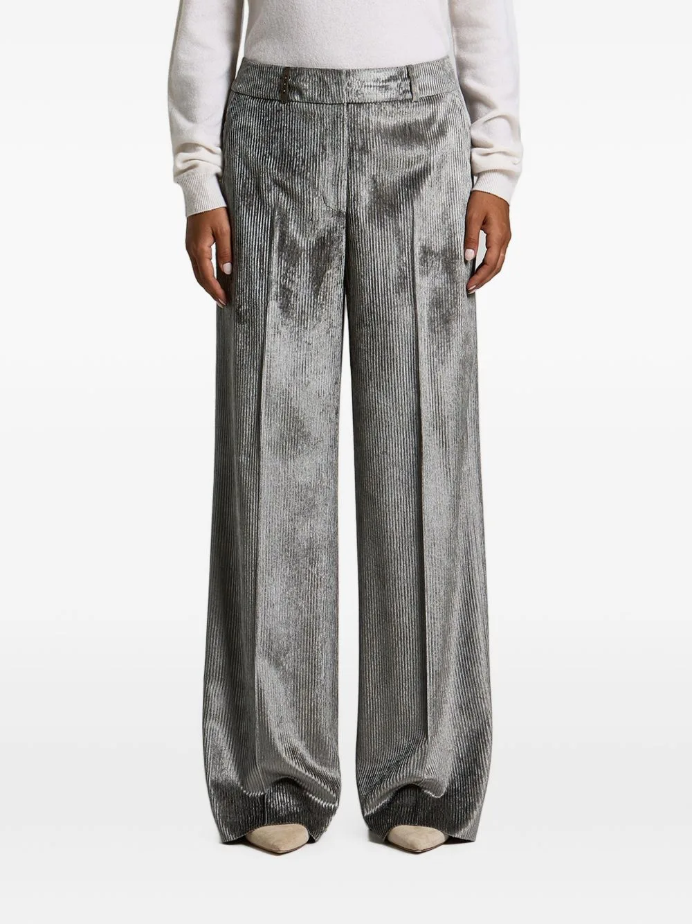 Ribbed Velvet-Effect Palazzo Pants by Peserico