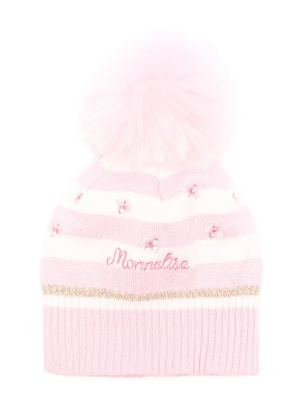 Logo-Embroidered Striped Beanie by Monnalisa