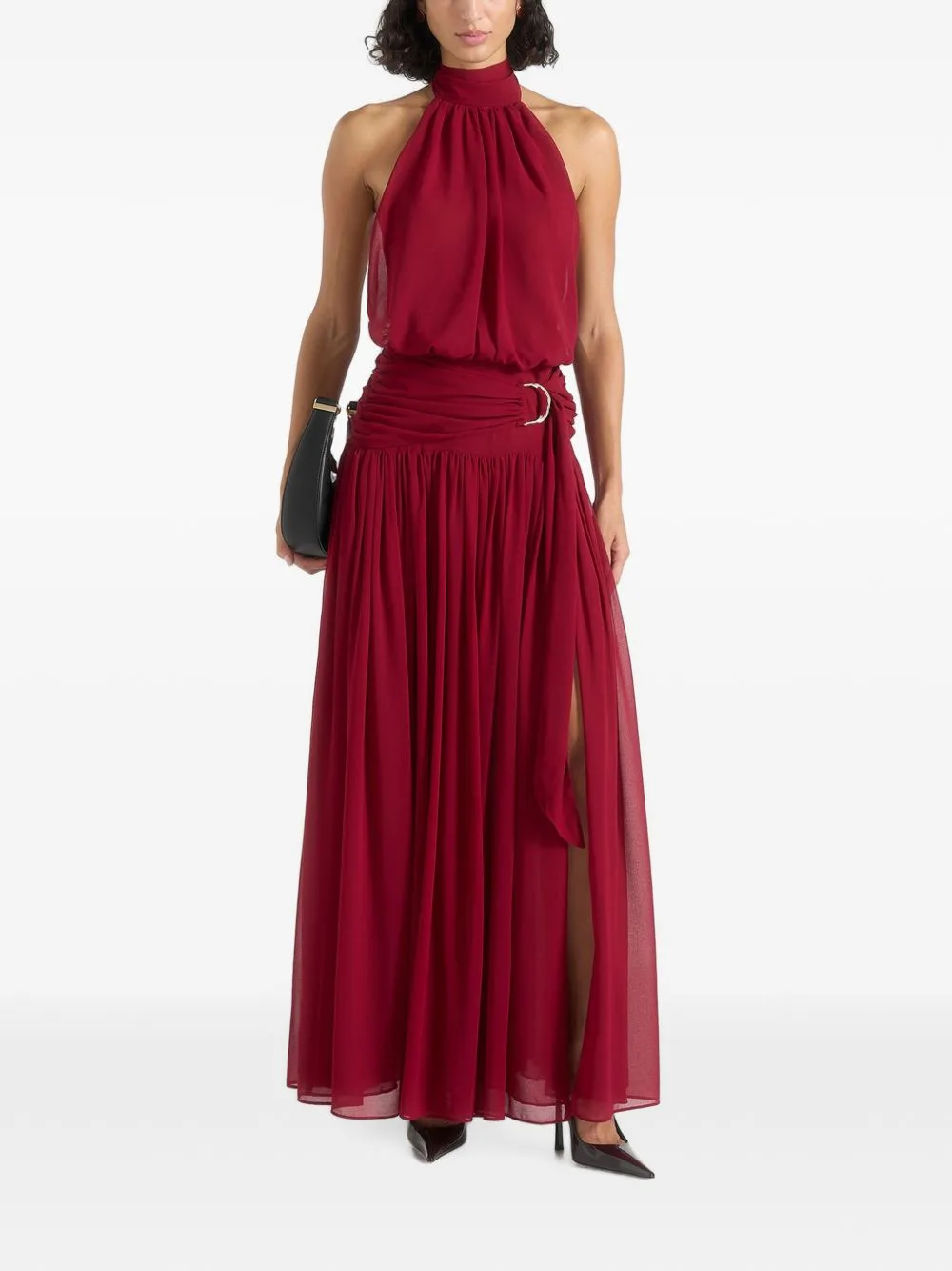 Matilda Halter Neck Draped Maxi Dress Wine by Manière De Voir