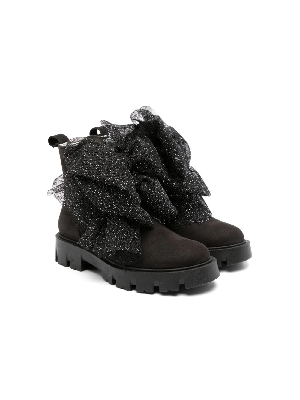 Oversize-Bow Suede Boots by Monnalisa