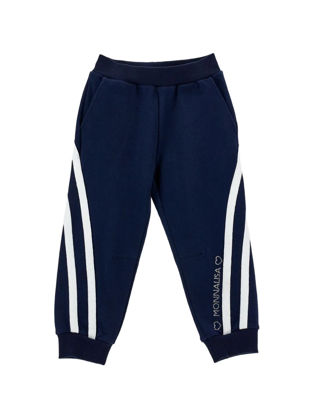 Rhinestone-Embellished Side-Stripe Track Pants by Monnalisa