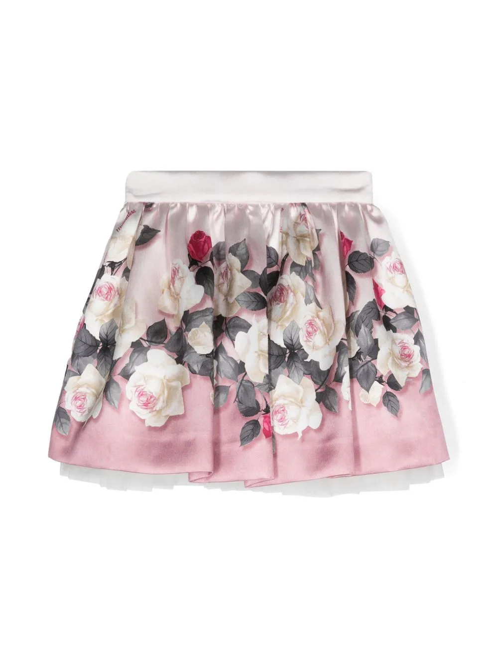 Rose-Print Pleated Skirt by Monnalisa