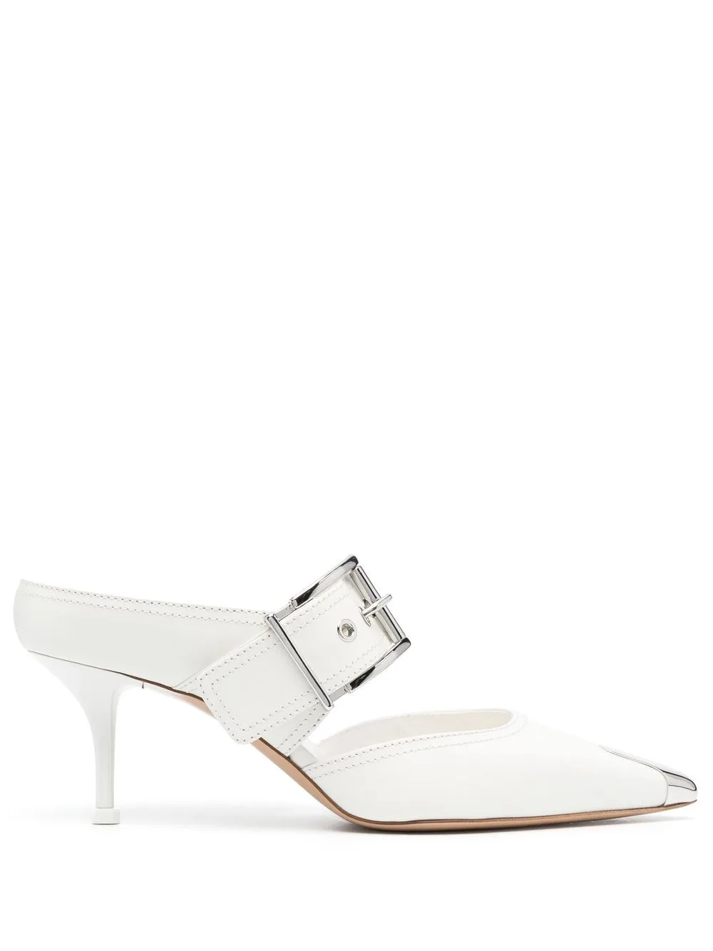 Pointed-Toe Buckled Mules by Alexander McQueen