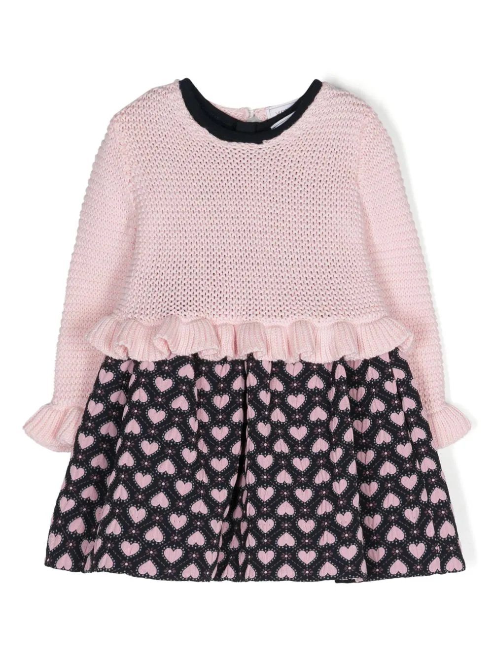 Heart-Print Paneled Dress by Monnalisa