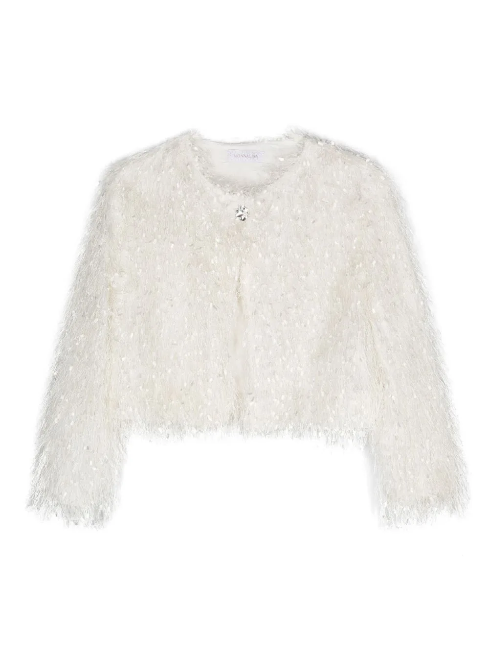 Round-Neck Fringed Jacket by Monnalisa