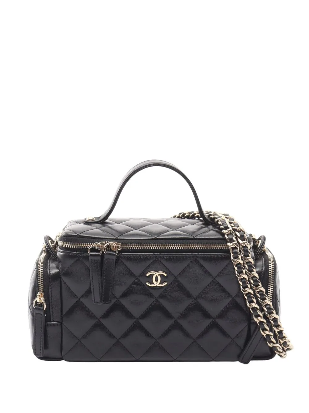 2021-2026 Quilted Lambskin Multi Pocket Vanity Bag Satchel