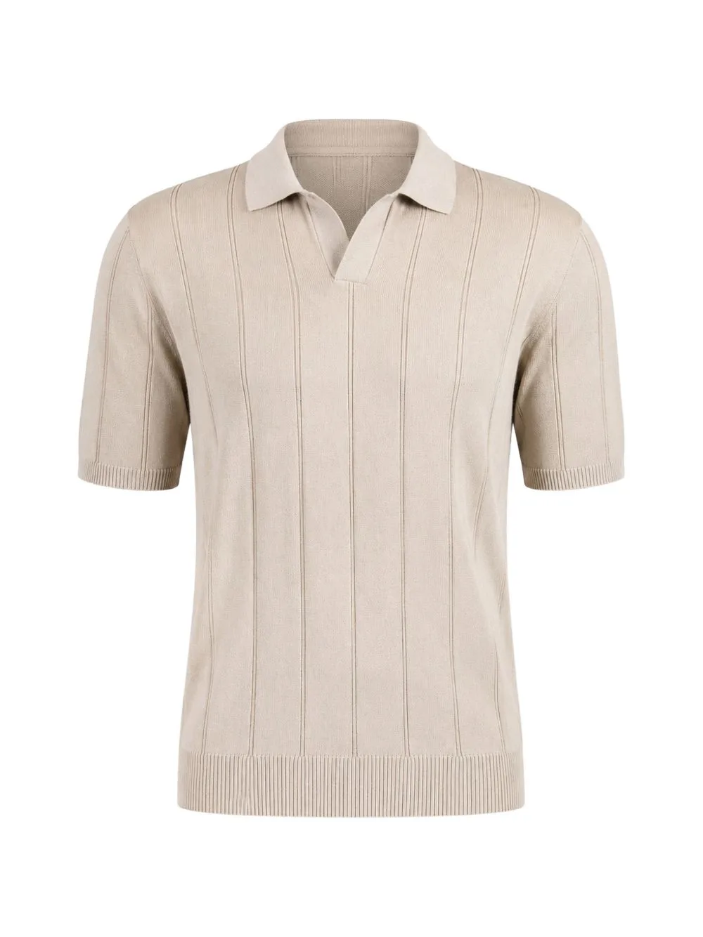 Ribbed-Knit Polo Shirt by LUIGI GENTILE