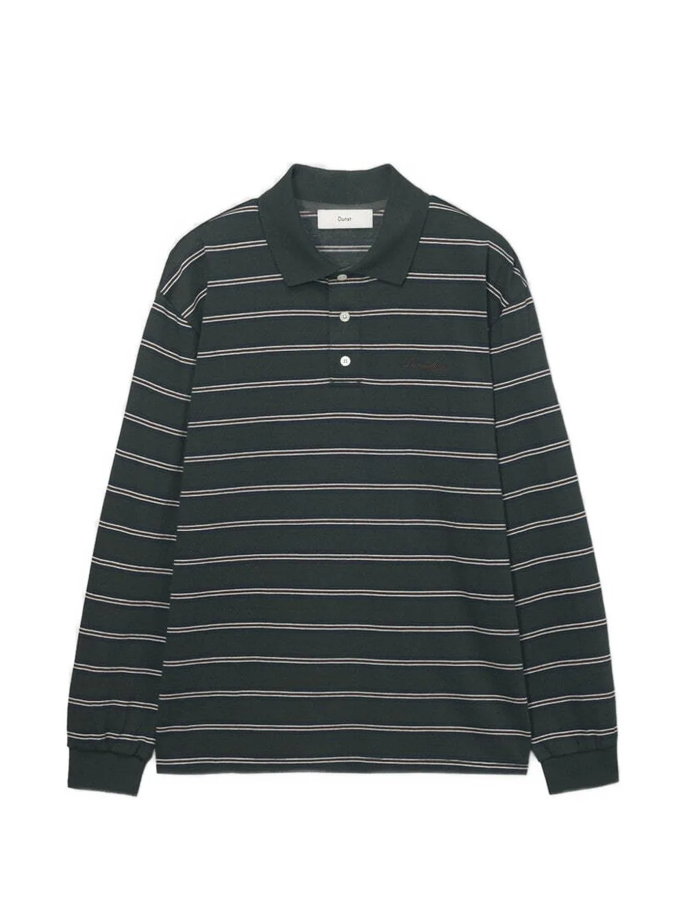 Striped Long-Sleeve Polo Shirt by DUNST