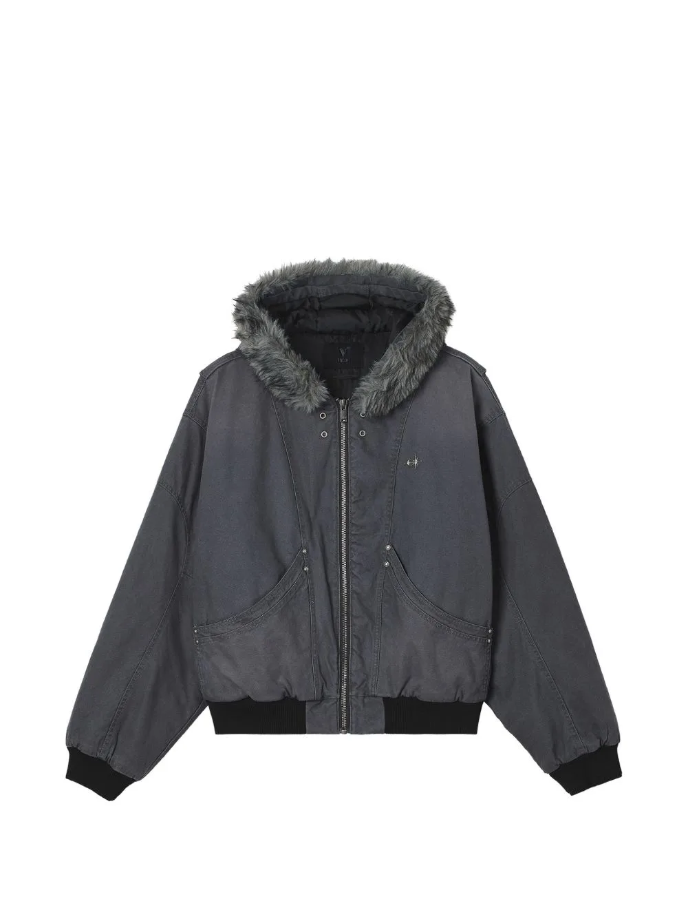 Faux-Fur Trim Hooded Jacket by FIVE CM