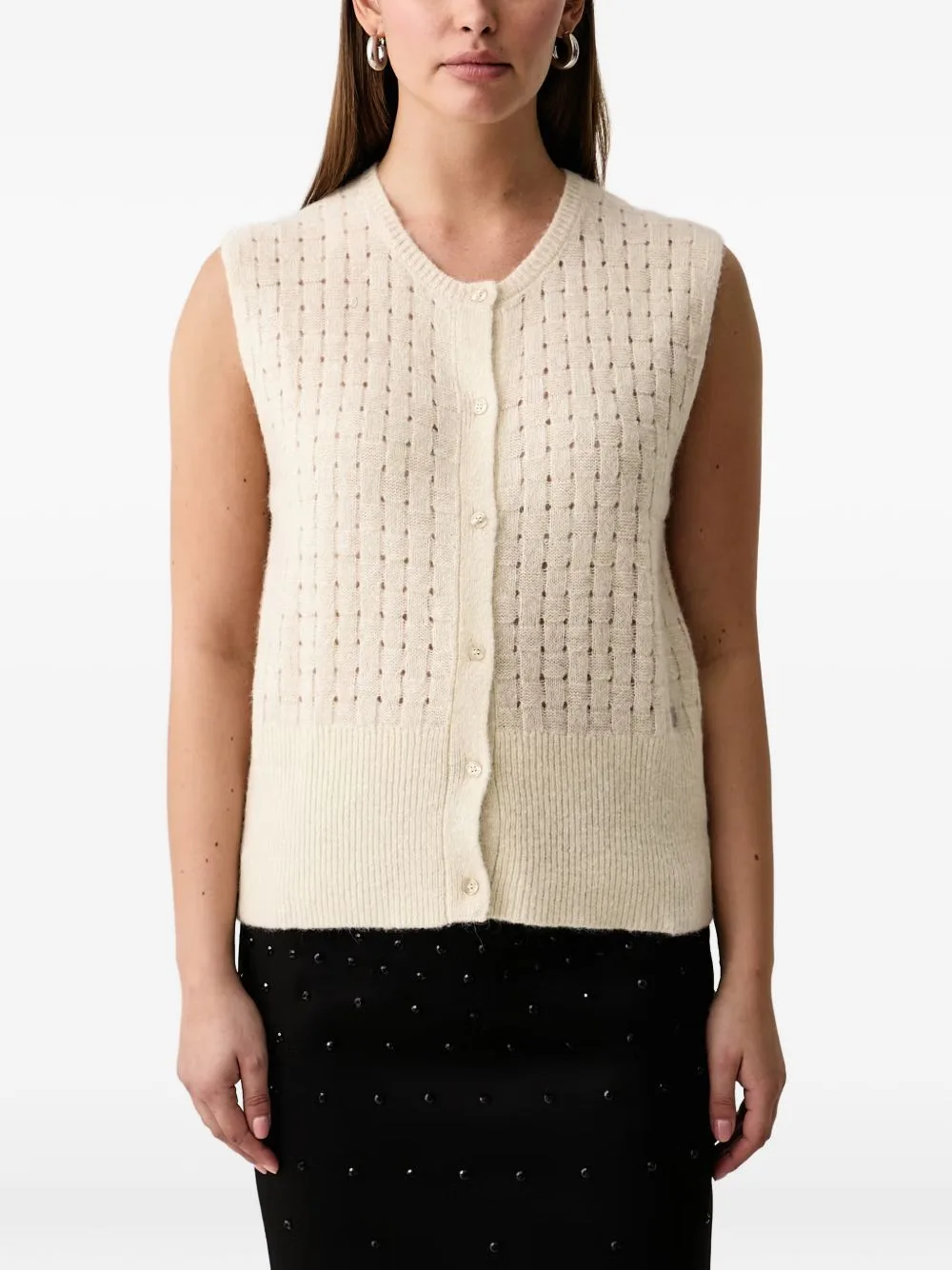 Basket-Weave Button-Up Vest by Trussardi
