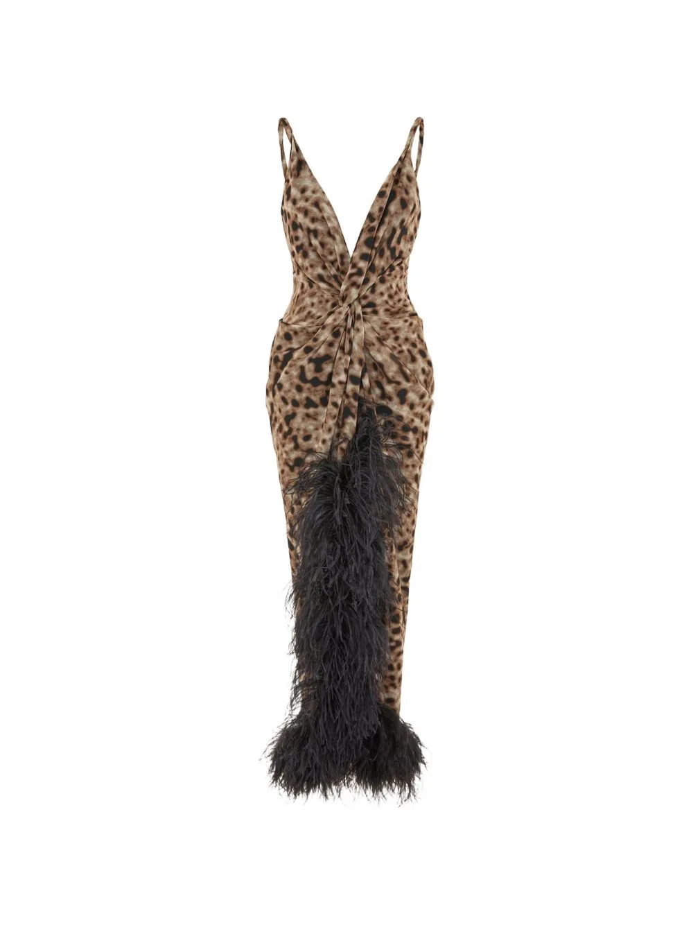 Wye Feather-Trim Midi Dress by 16Arlington