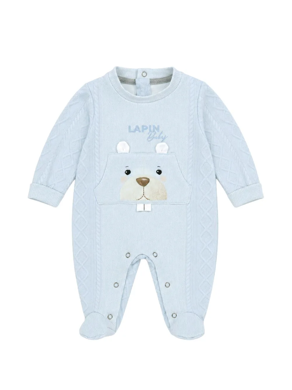 Cable-Knit Bear-Patch Pajamas by Lapin House