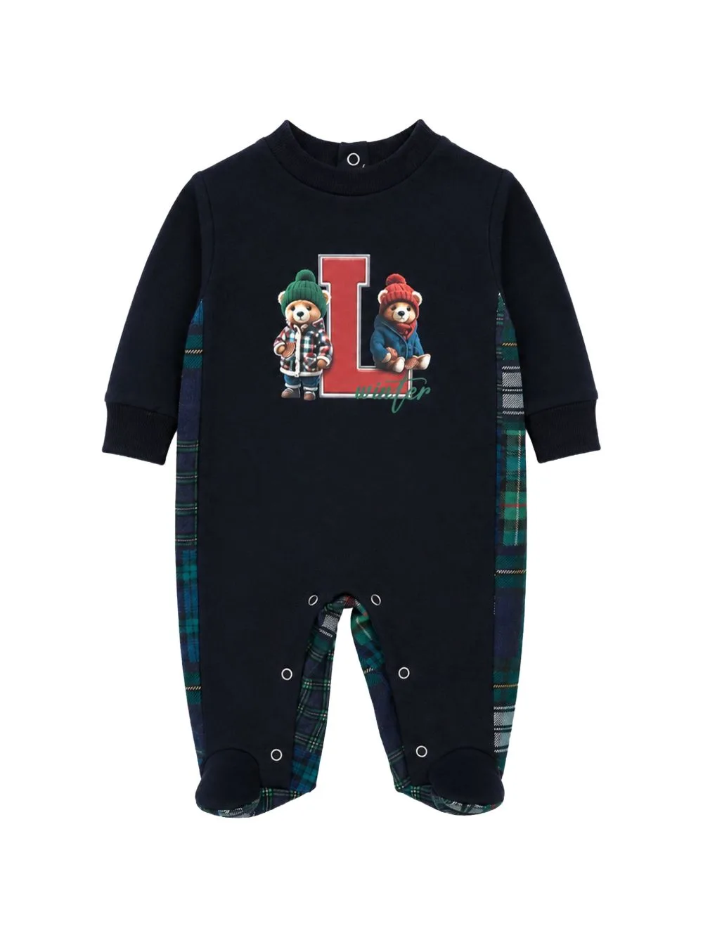 Check-Pattern Bear-Print Pajamas by Lapin House