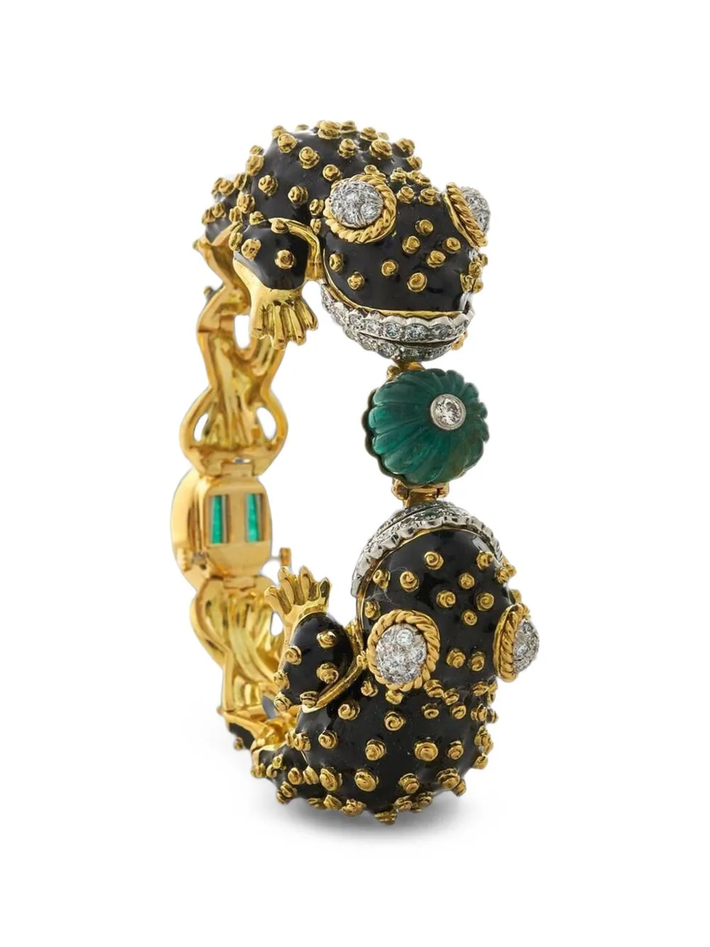 Twin Frog Emerald and Diamond Bracelet by David Webb