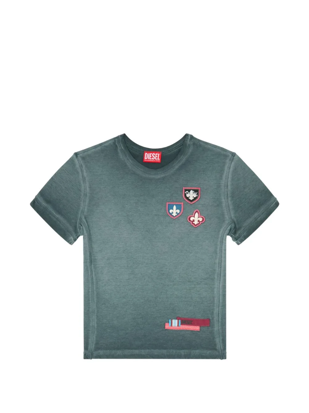 T-Shirt with Patches and Microwaffle Sides by Diesel