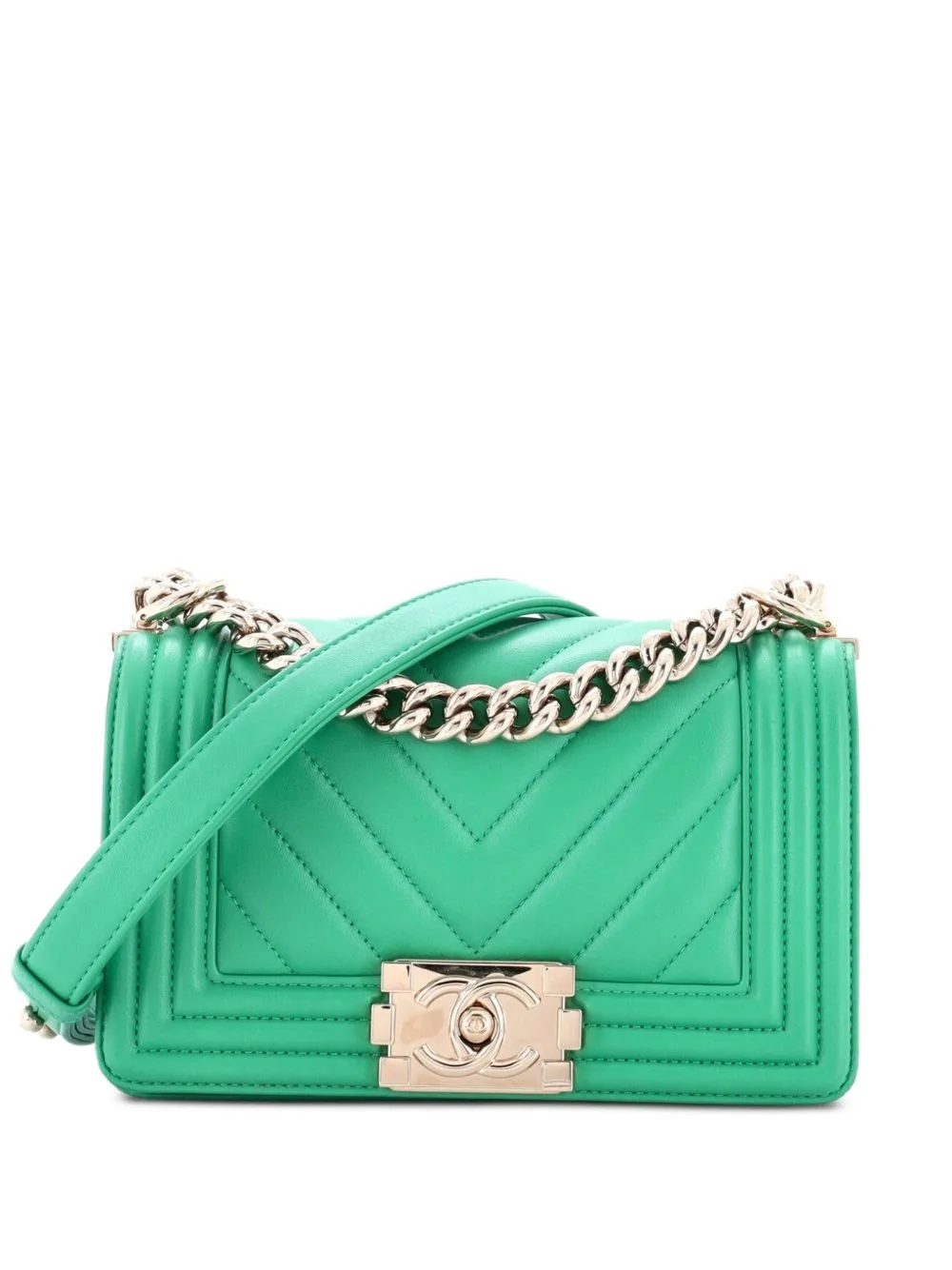 Boy Flap Bag Chevron Lambskin Small Shoulder Bag by CHANEL Pre-Owned