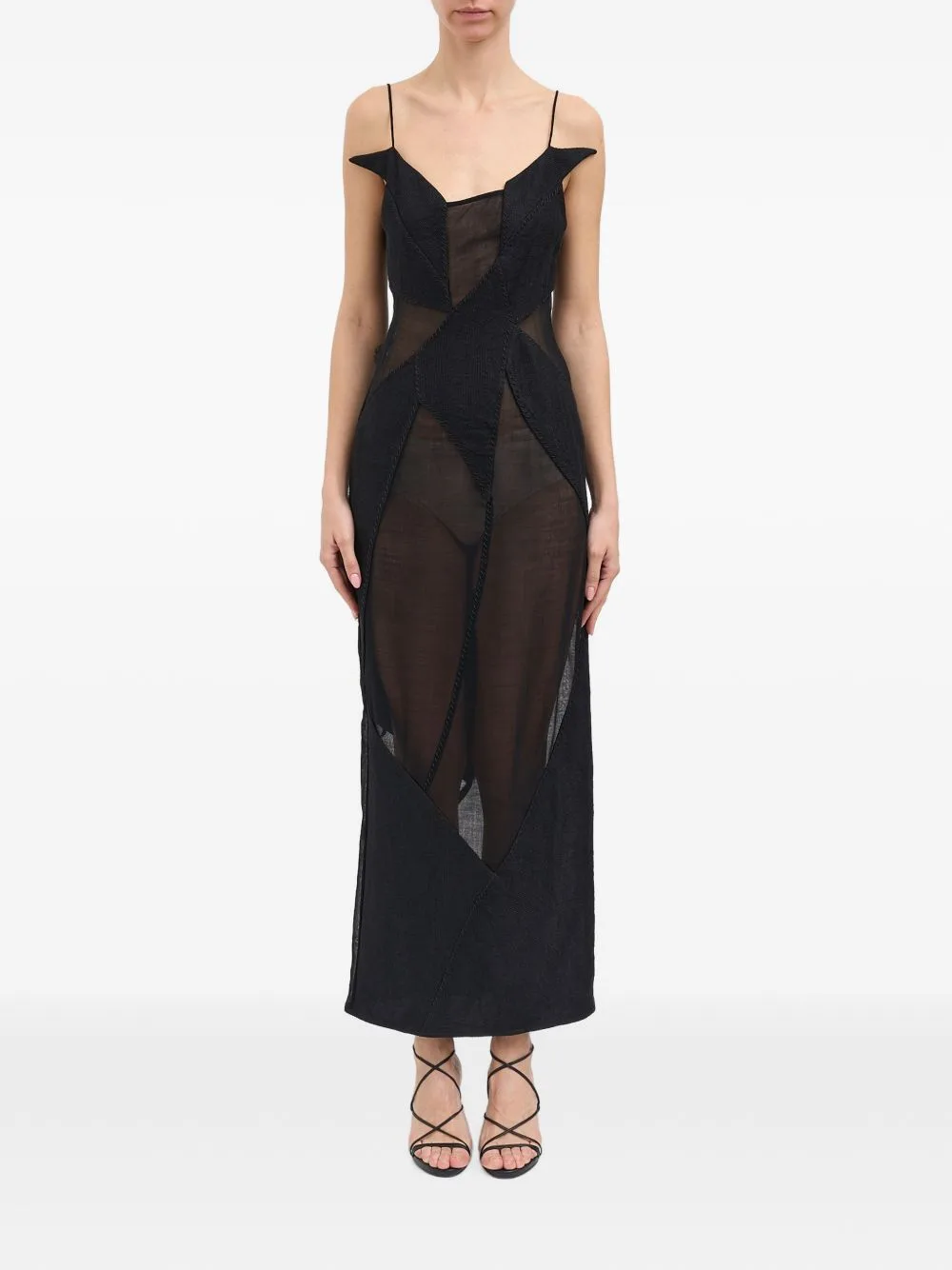 Sheer-Panelled Wool Dress by YEHUAFAN