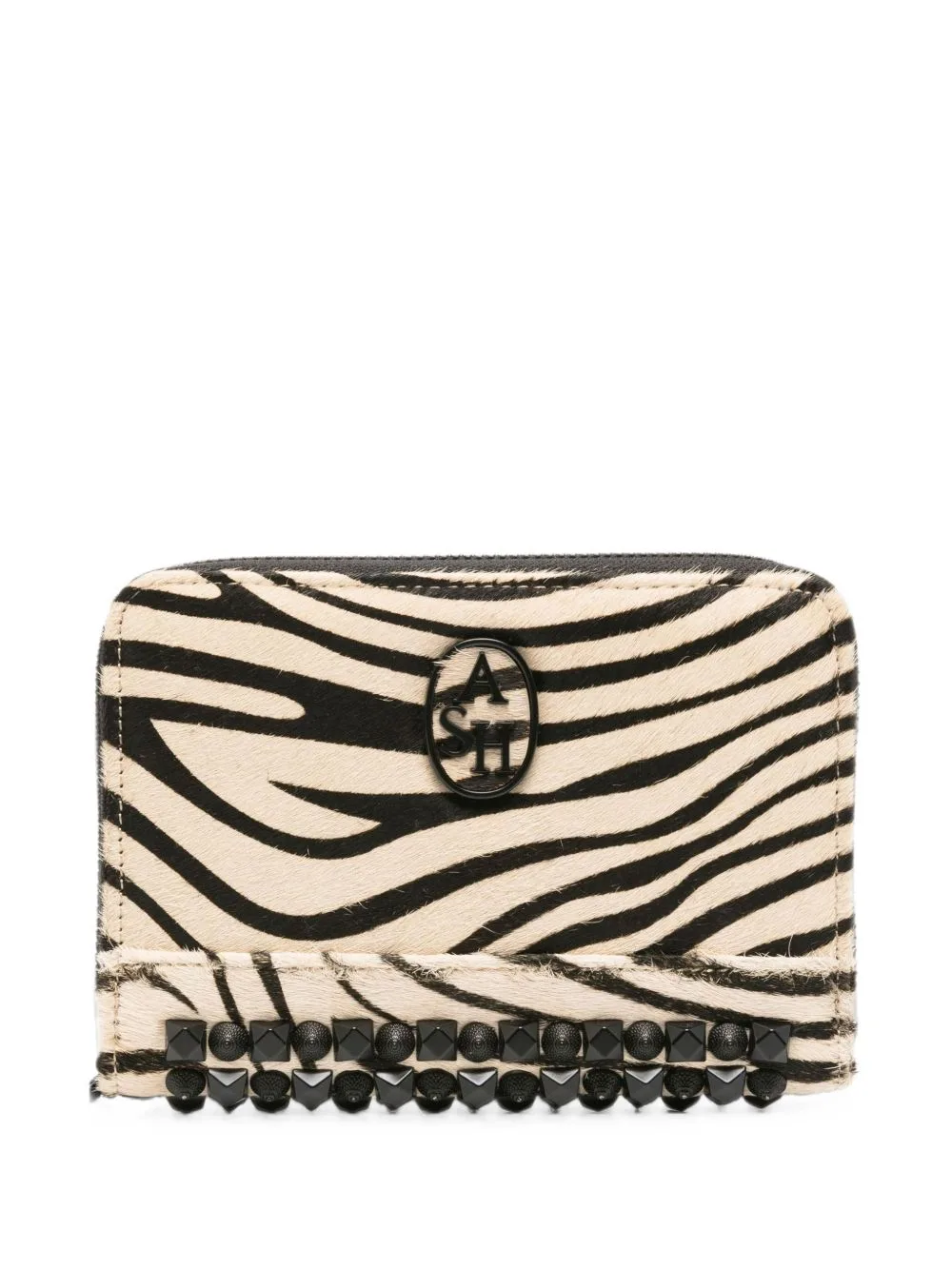 Zebra-Print Studded Wallet by Ash