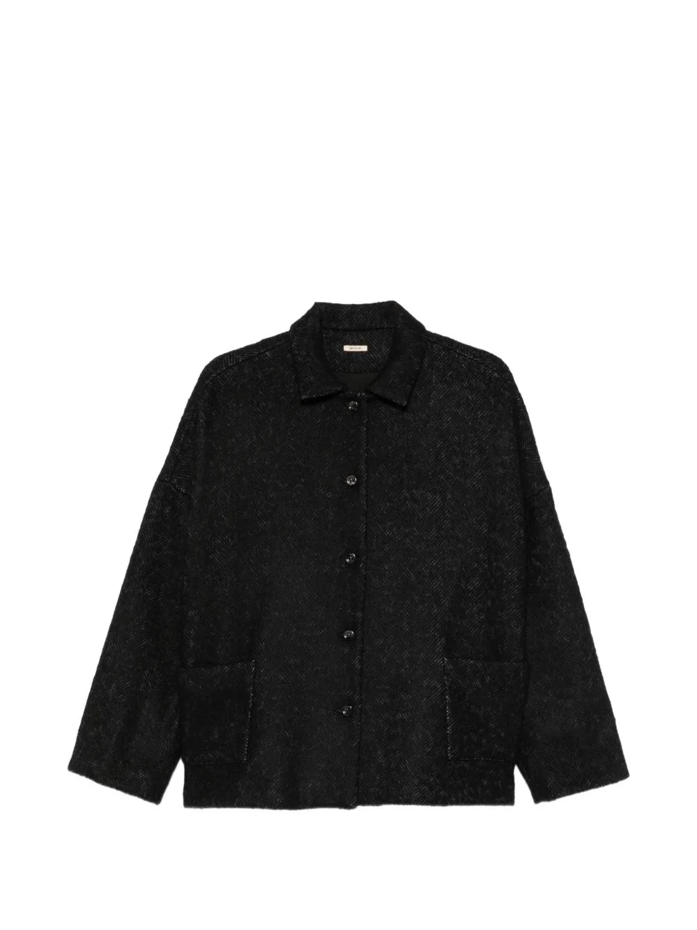Herringbone-Pattern Front-Button Jacket by Apuntob