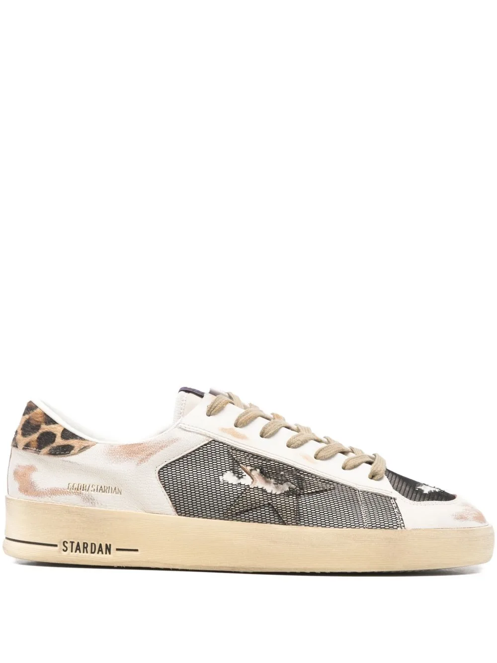 Stardan Trainers in Nappa and Mesh with Leopard-Print Pony Skin Heels Tab by Golden Goose