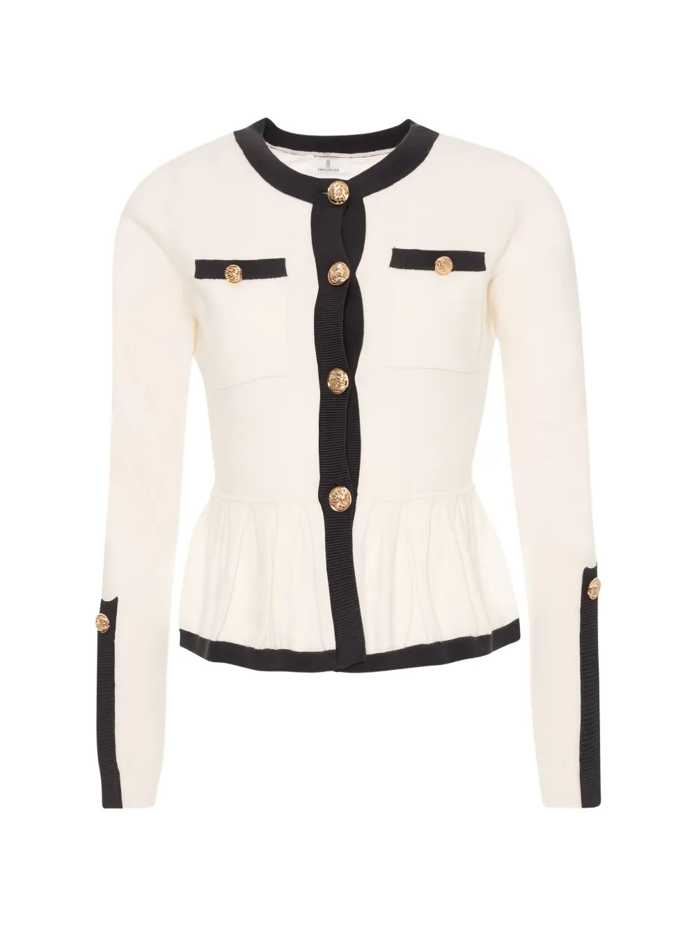 Peplum-Hem Button-Up Cardigan