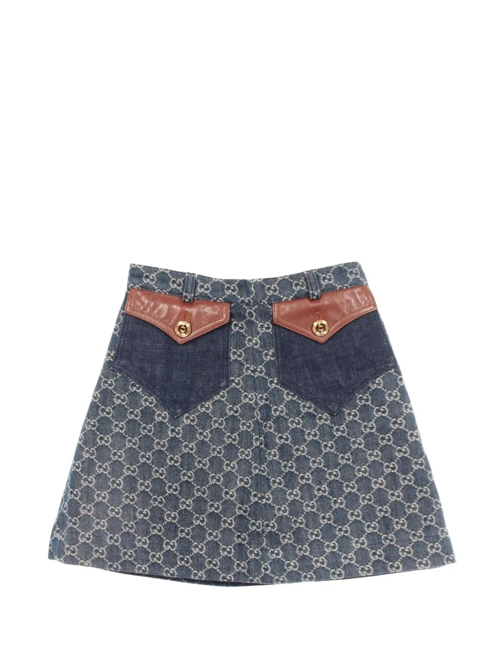 2010s GG Jacquard Denim Mini Skirt by Gucci Pre-Owned